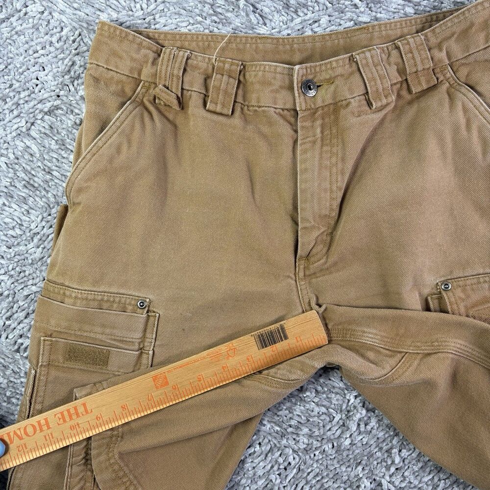 Duluth Fire Hose Cargo Shorts Mens 34x10 Brown Utility Pockets Workwear Canvas - Picture 6 of 7